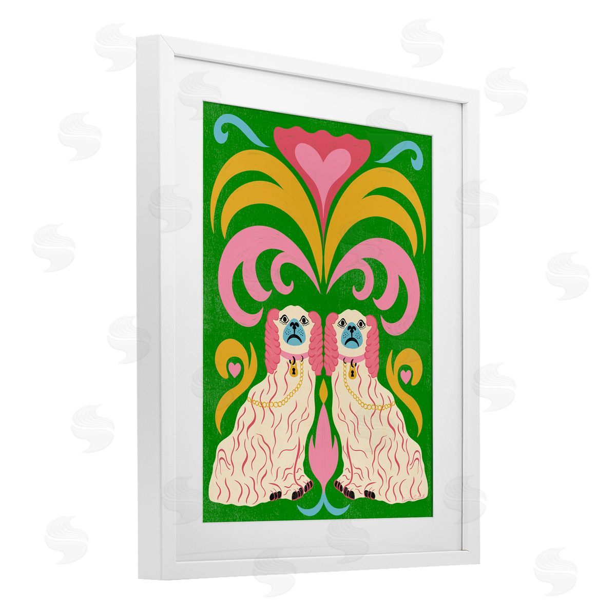 Carrie Cantwell Staffordshire Symmetry Dogs Canvas Wall Art Print