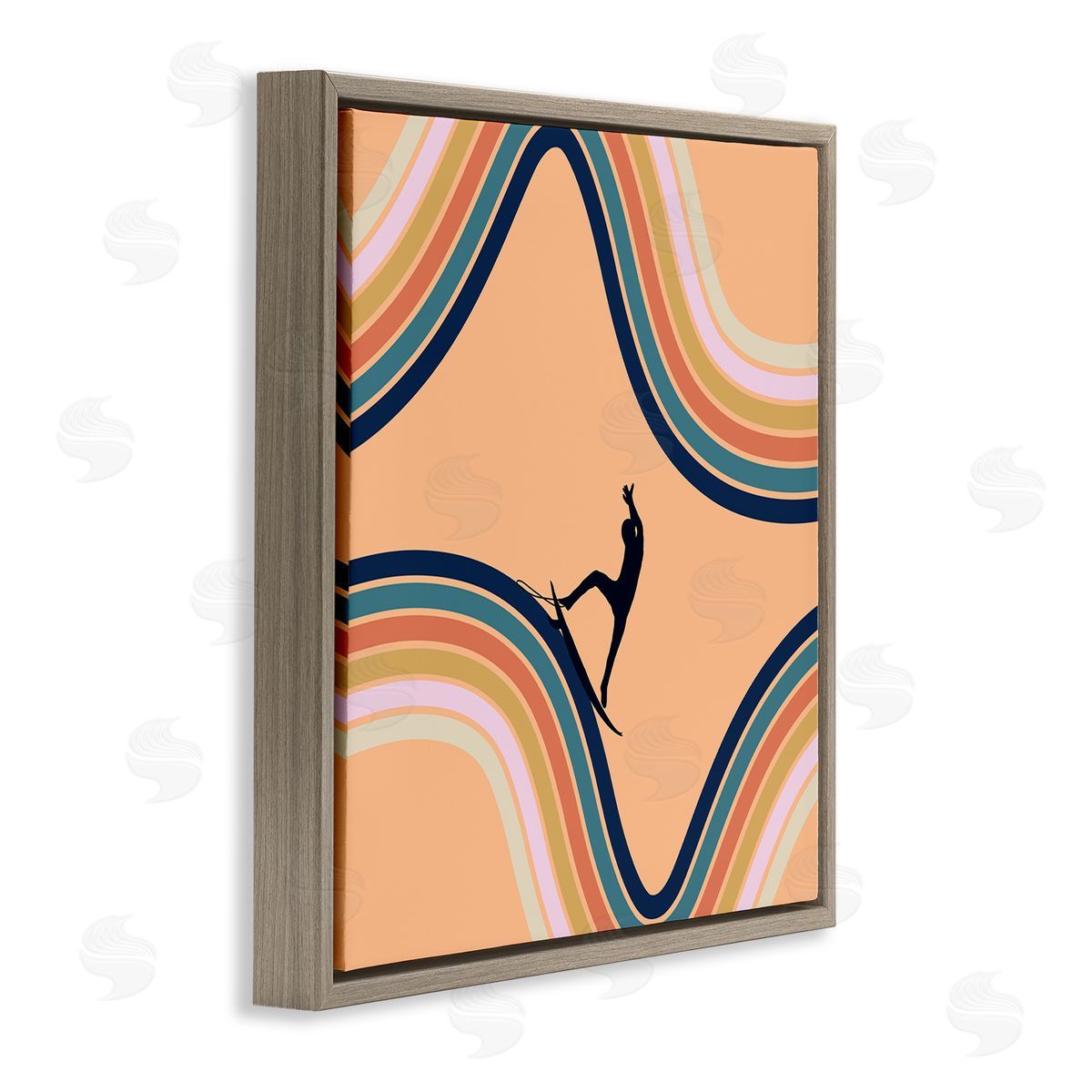 Ashley Singleton Retro Surfer Riding Wave Canvas Wall Art Print