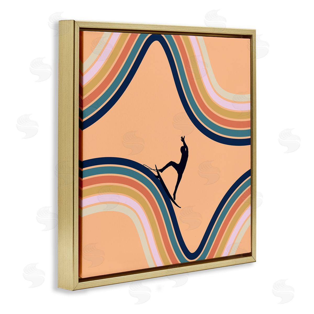 Ashley Singleton Retro Surfer Riding Wave Canvas Wall Art Print