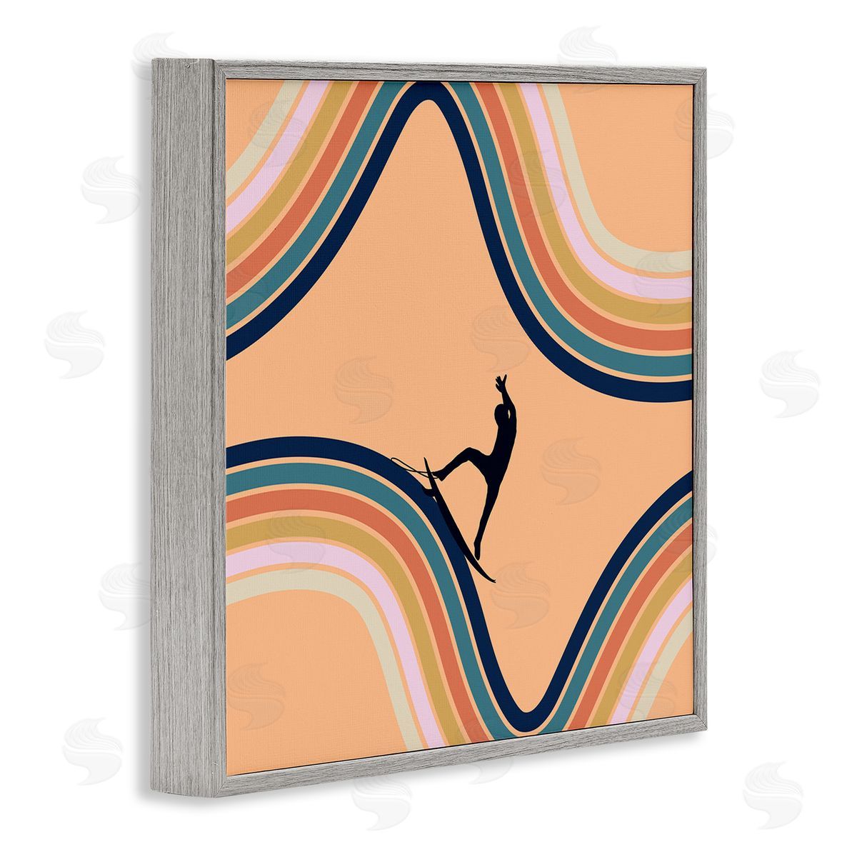 Ashley Singleton Retro Surfer Riding Wave Canvas Wall Art Print