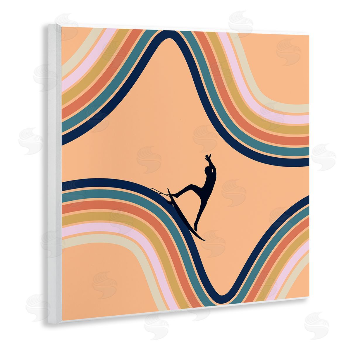 Ashley Singleton Retro Surfer Riding Wave Canvas Wall Art Print