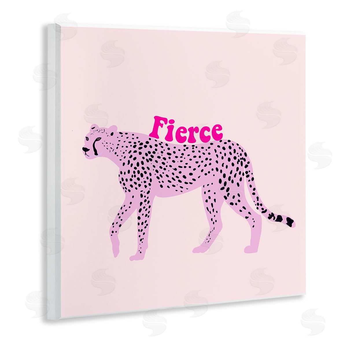Ashley Singleton Fierce Cheetah on Pink Canvas Wall Art Print
