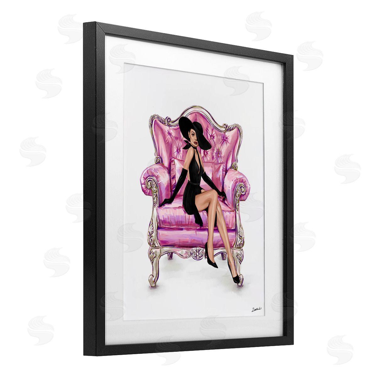 Ziwei Li Elegant Woman on Chair Canvas Wall Art Print