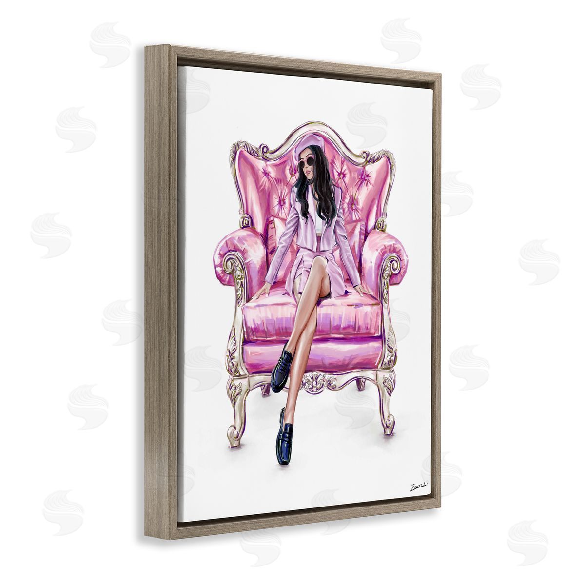 Ziwei Li Pink Stylish Glam Chair Canvas Wall Art Print