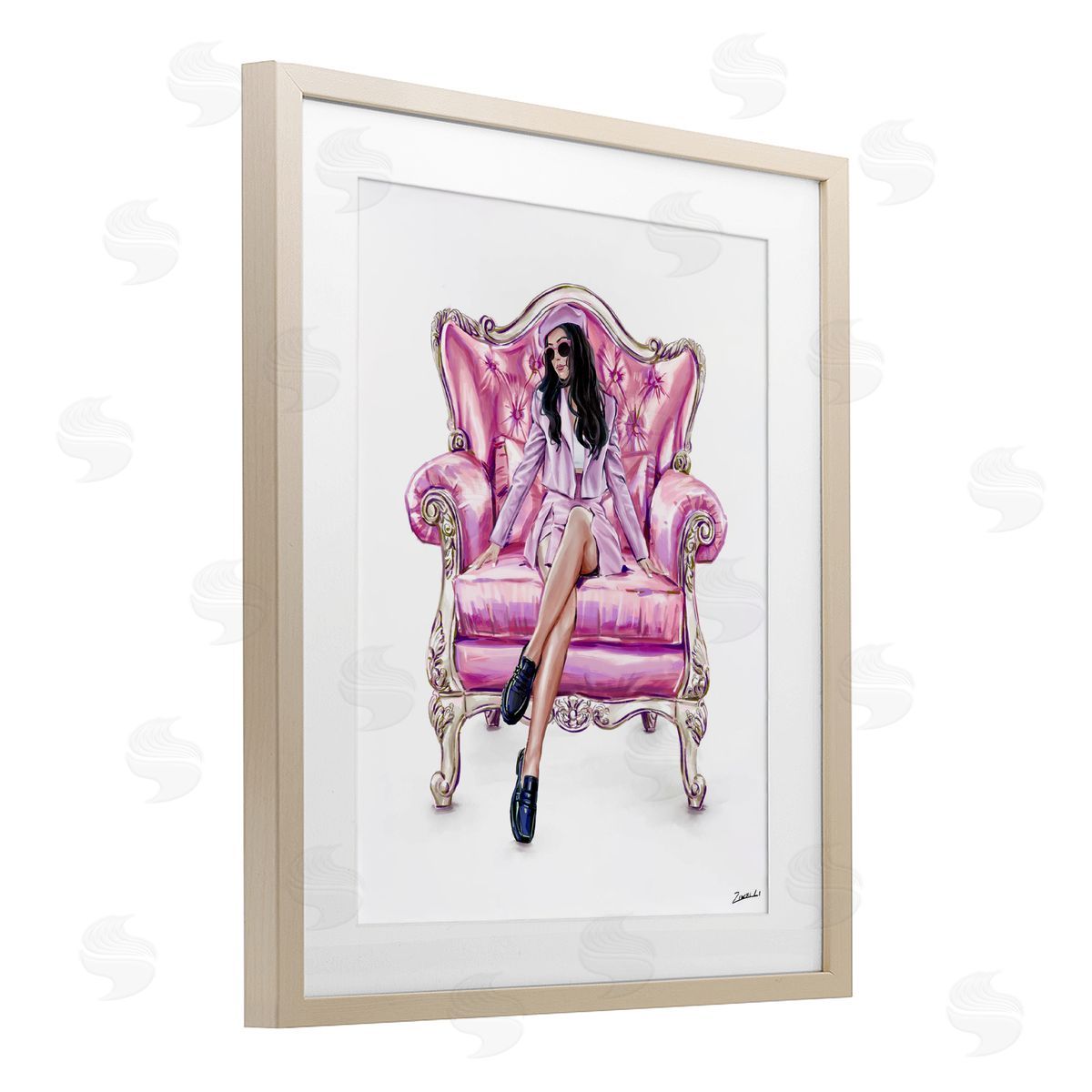 Ziwei Li Pink Stylish Glam Chair Canvas Wall Art Print