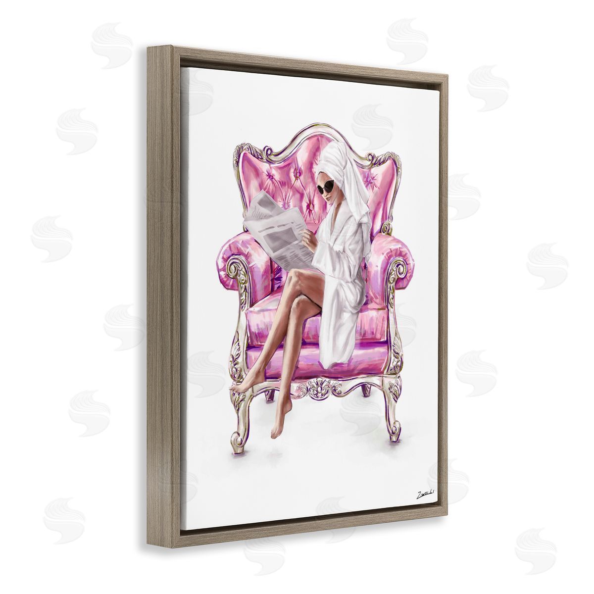 Ziwei Li Trendy Female in Pink Chair Canvas Wall Art Print