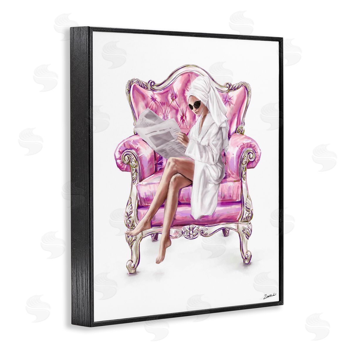Ziwei Li Trendy Female in Pink Chair Canvas Wall Art Print