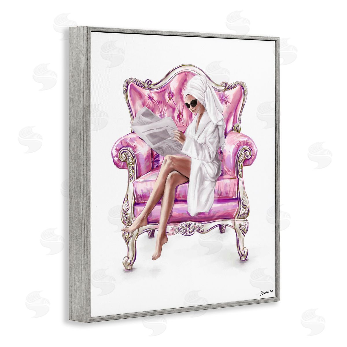 Ziwei Li Trendy Female in Pink Chair Canvas Wall Art Print