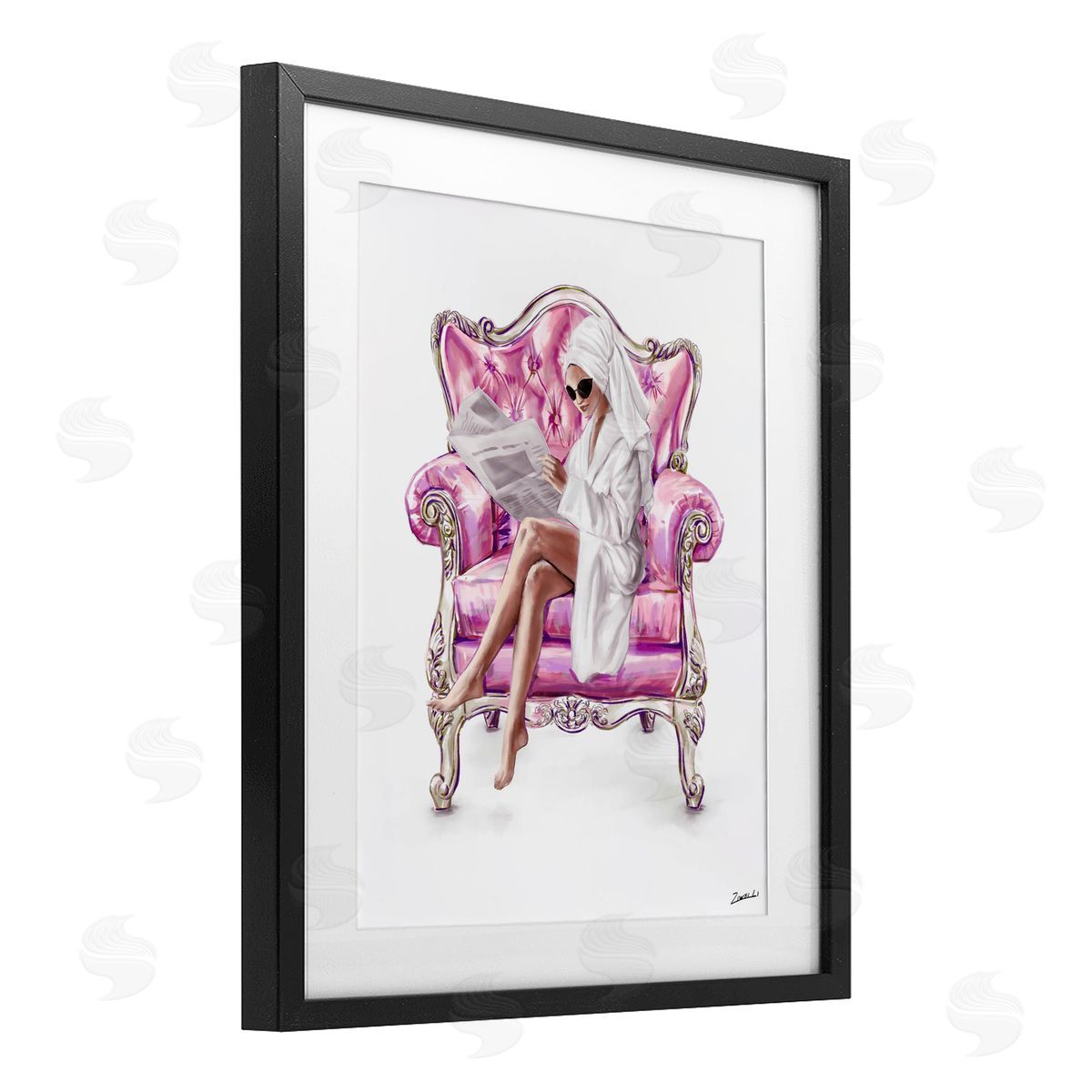 Ziwei Li Trendy Female in Pink Chair Canvas Wall Art Print