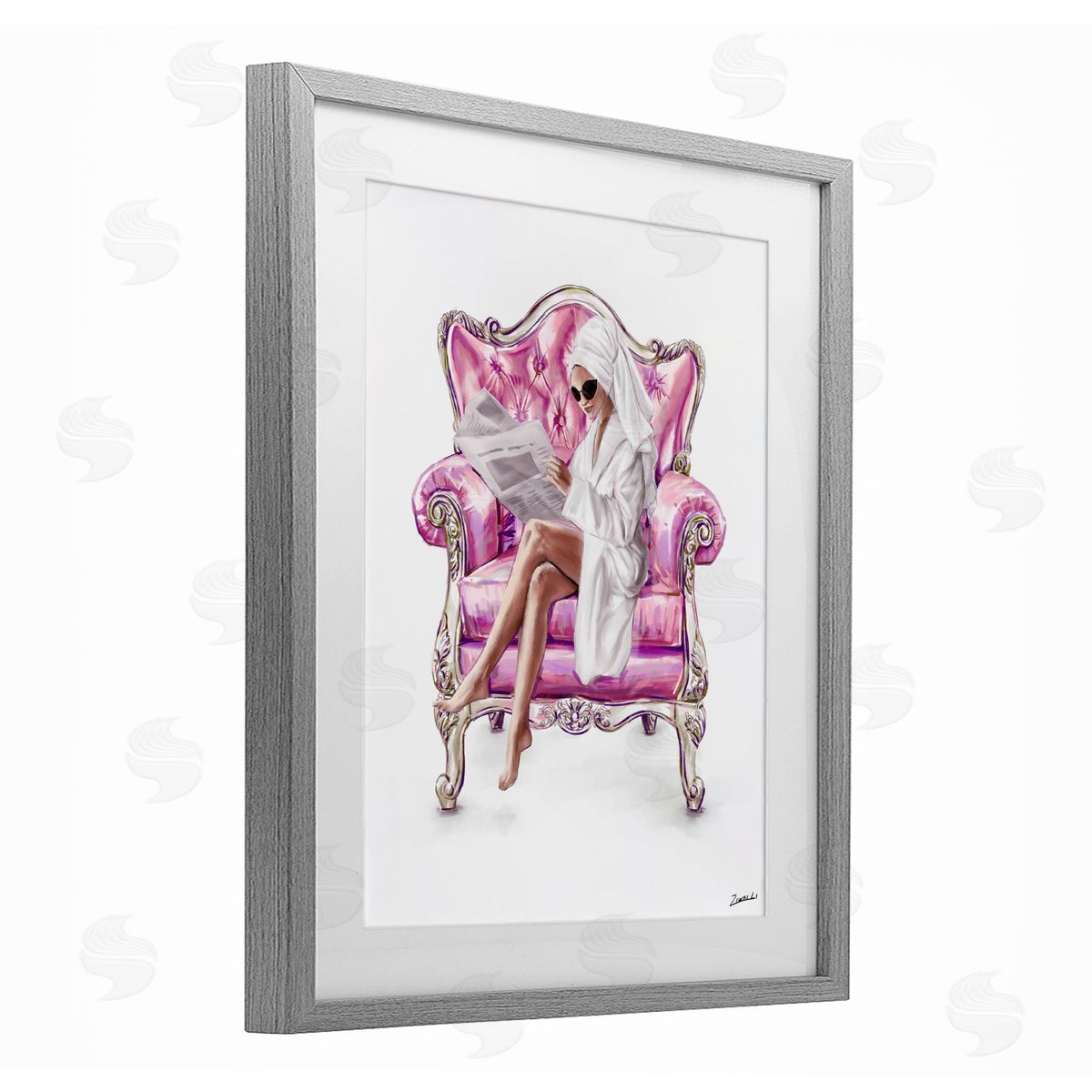 Ziwei Li Trendy Female in Pink Chair Canvas Wall Art Print