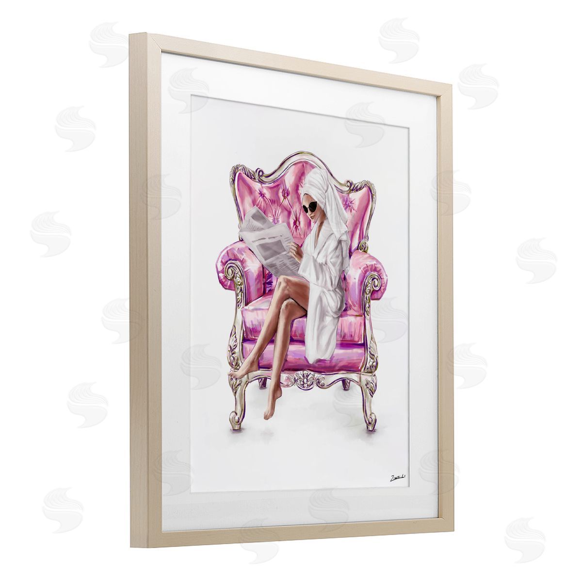 Ziwei Li Trendy Female in Pink Chair Canvas Wall Art Print