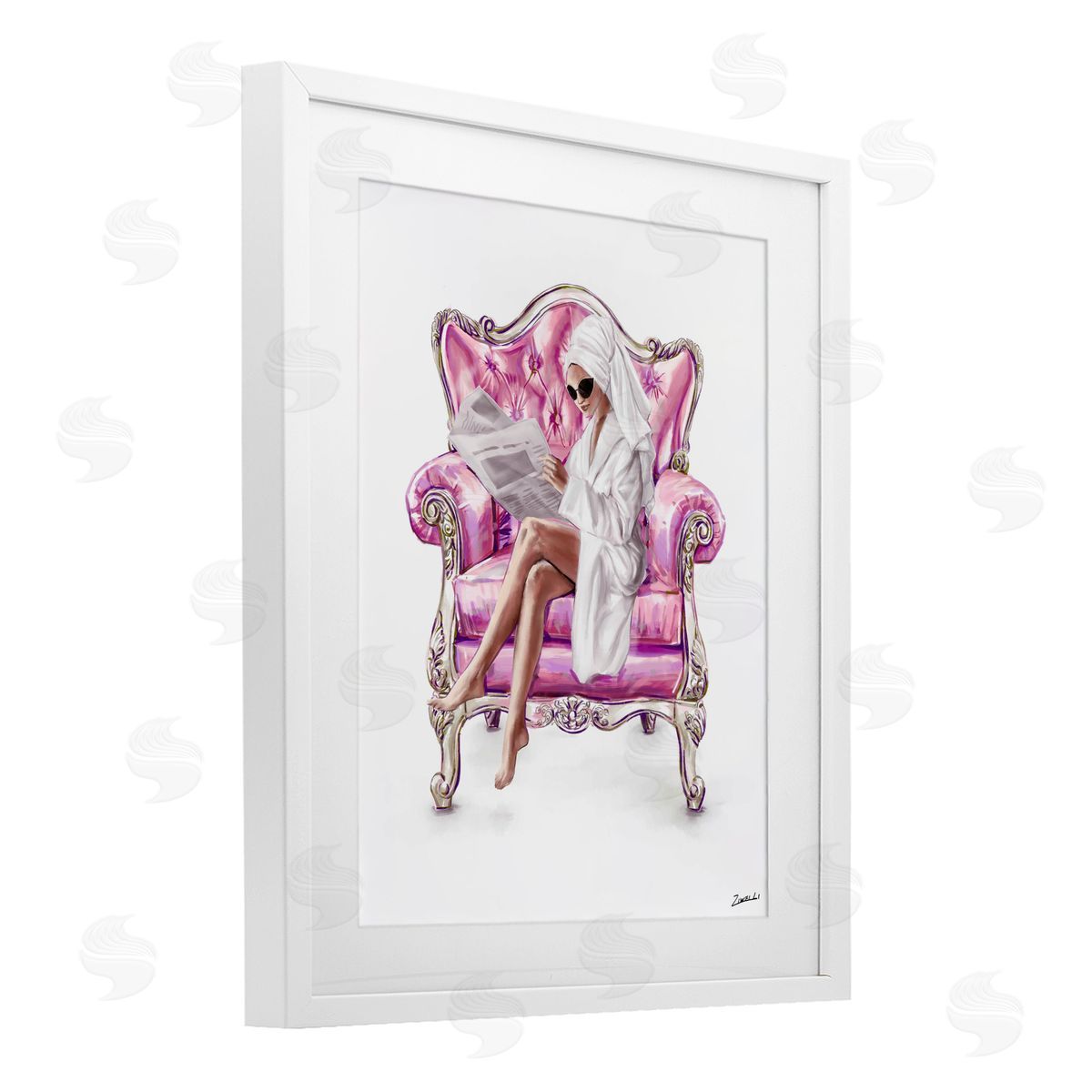 Ziwei Li Trendy Female in Pink Chair Canvas Wall Art Print