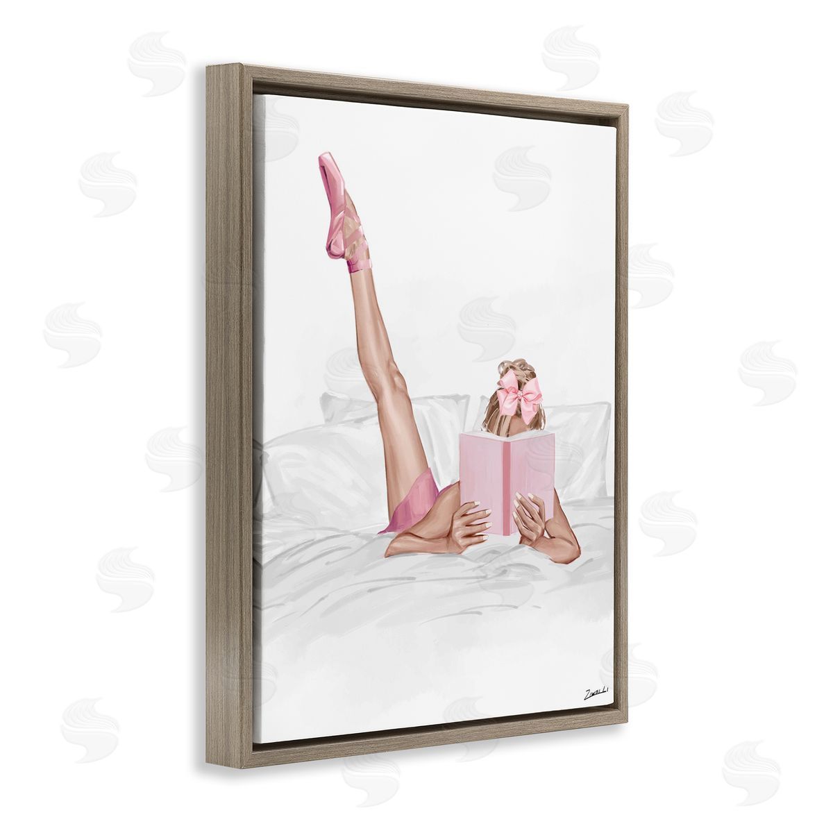 Ziwei Li Ballerina Girl Reading Book Canvas Wall Art Print