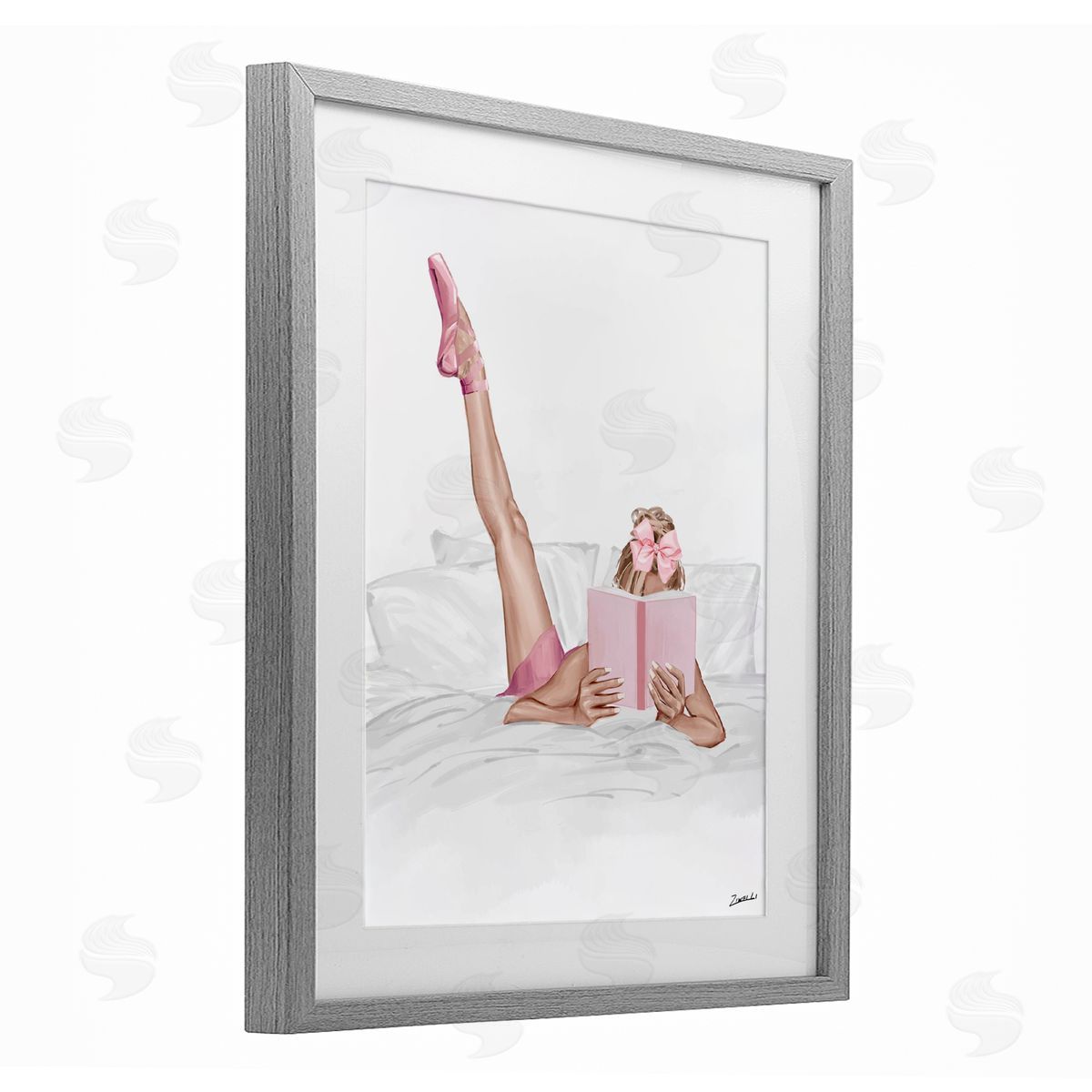 Ziwei Li Ballerina Girl Reading Book Canvas Wall Art Print