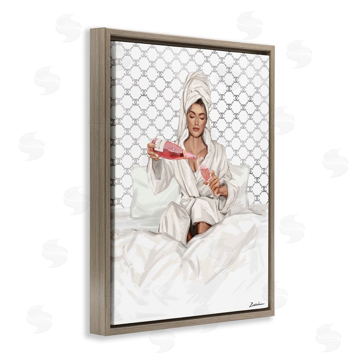 Ziwei Li Comfy Pouring Champagne Canvas Wall Art Print
