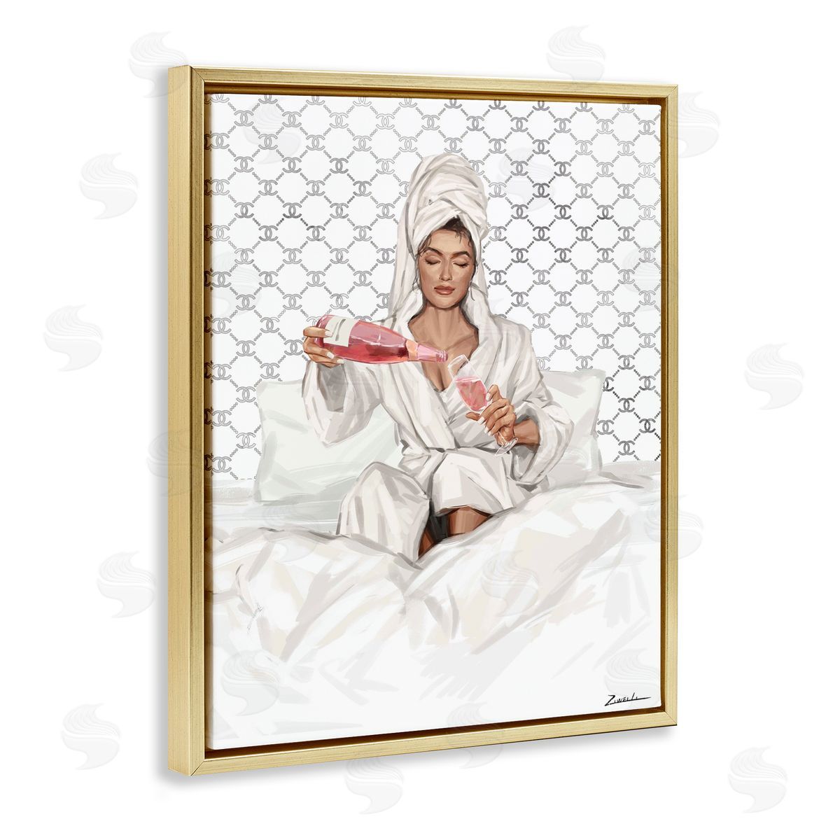 Ziwei Li Comfy Pouring Champagne Canvas Wall Art Print
