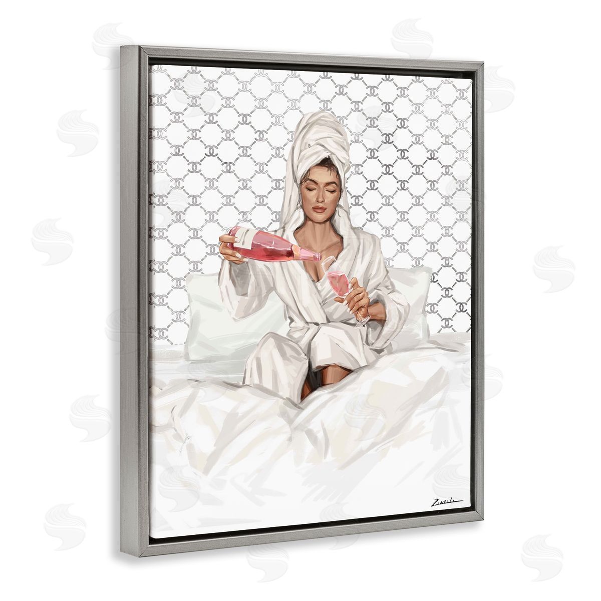 Ziwei Li Comfy Pouring Champagne Canvas Wall Art Print