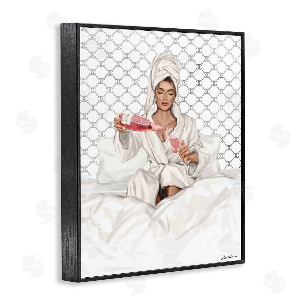 Ziwei Li Comfy Pouring Champagne Canvas Wall Art Print