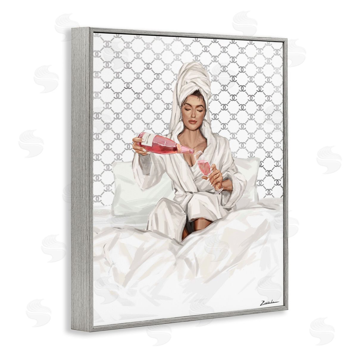 Ziwei Li Comfy Pouring Champagne Canvas Wall Art Print
