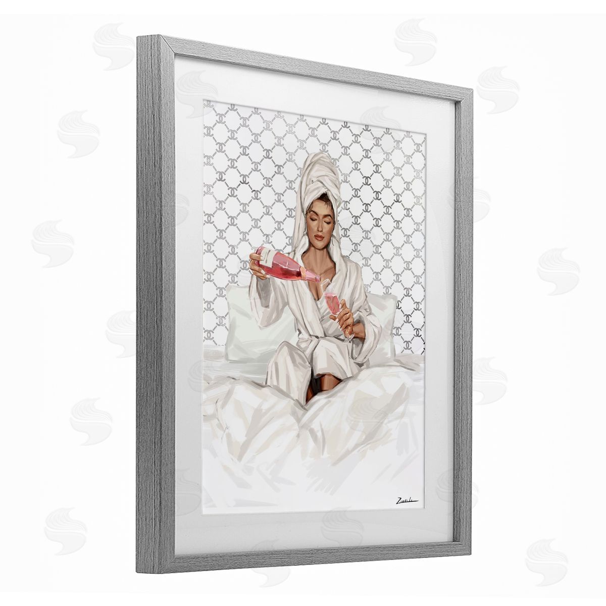 Ziwei Li Comfy Pouring Champagne Canvas Wall Art Print