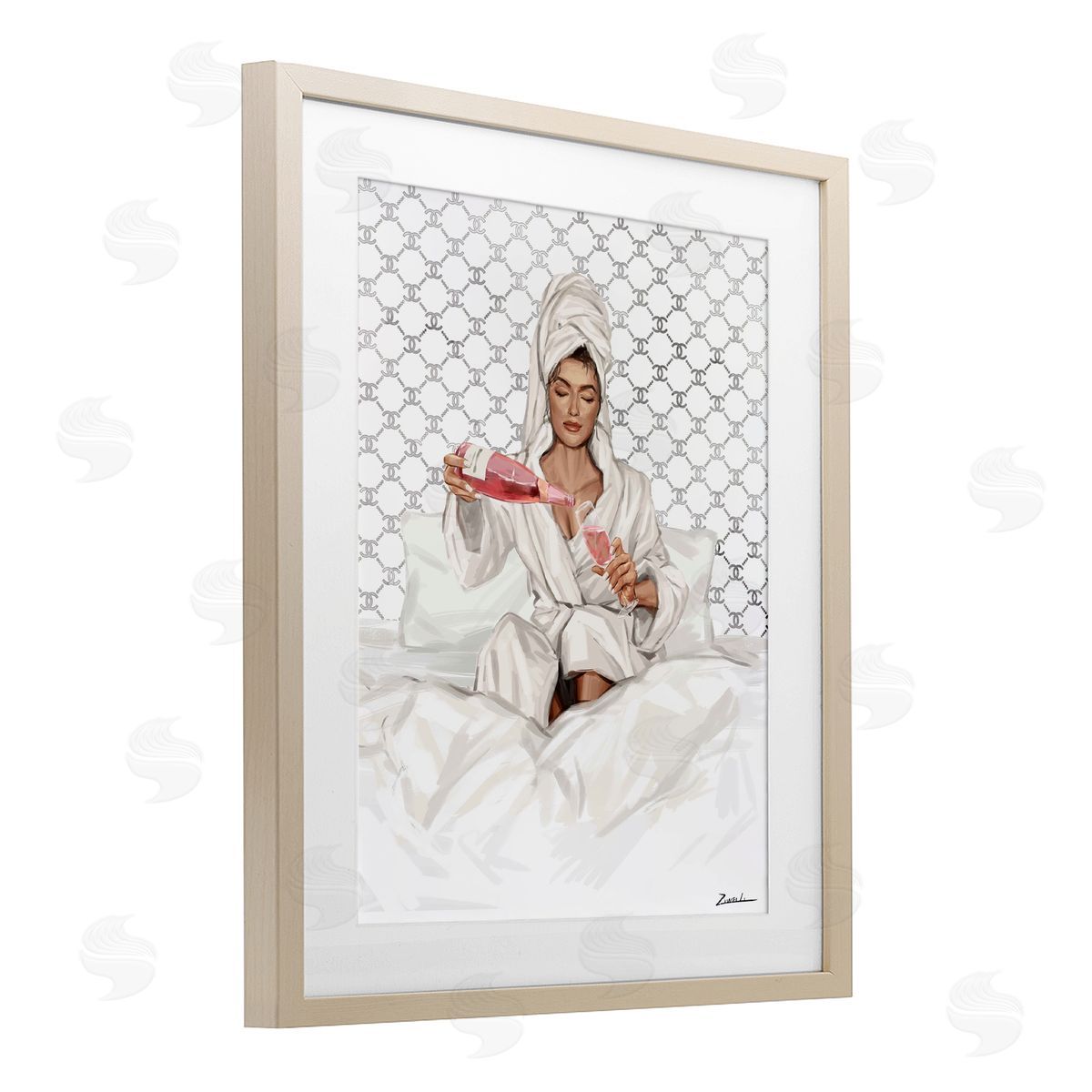 Ziwei Li Comfy Pouring Champagne Canvas Wall Art Print