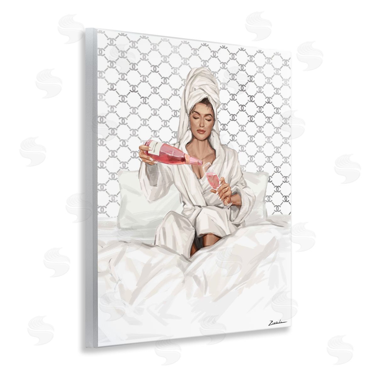 Ziwei Li Comfy Pouring Champagne Canvas Wall Art Print
