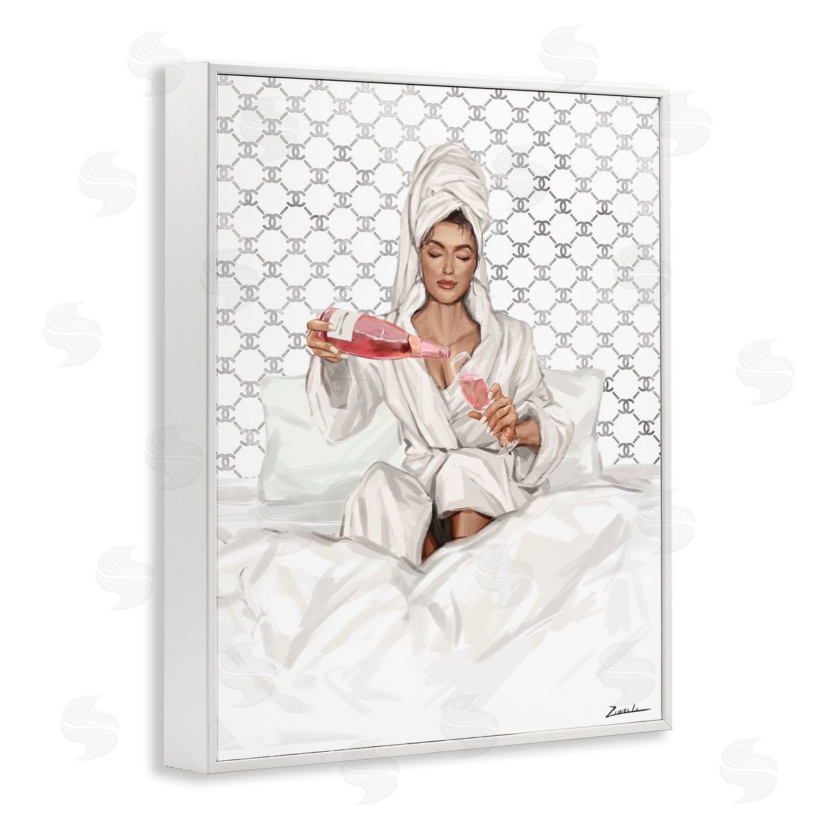 Ziwei Li Comfy Pouring Champagne Canvas Wall Art Print