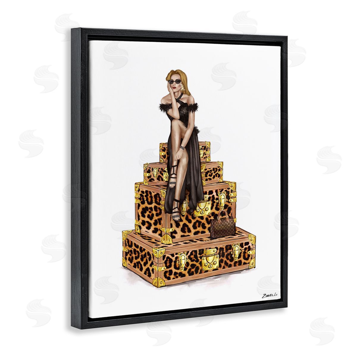 Ziwei Li Fancy Gown & Suitcases Canvas Wall Art Print