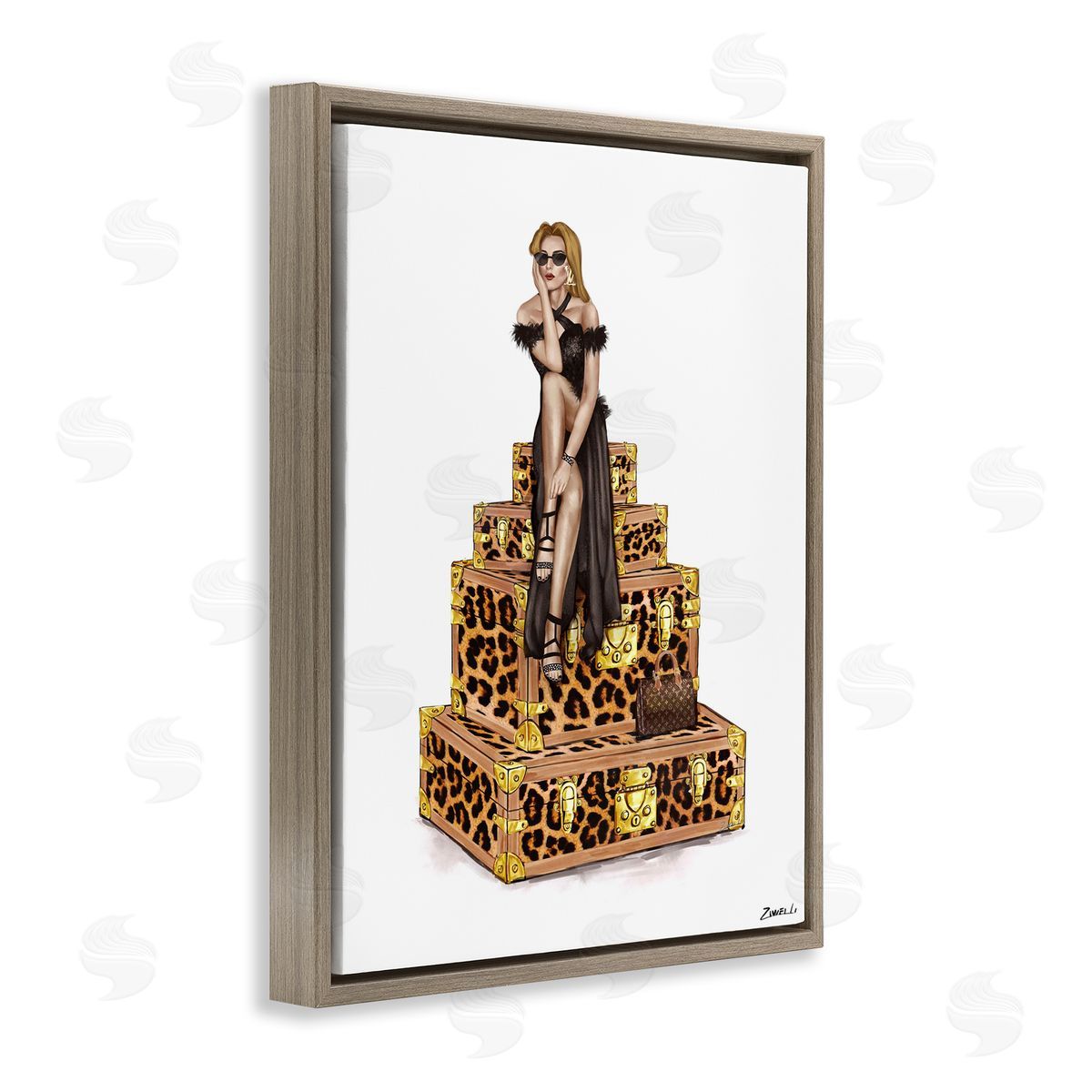 Ziwei Li Fancy Gown & Suitcases Canvas Wall Art Print