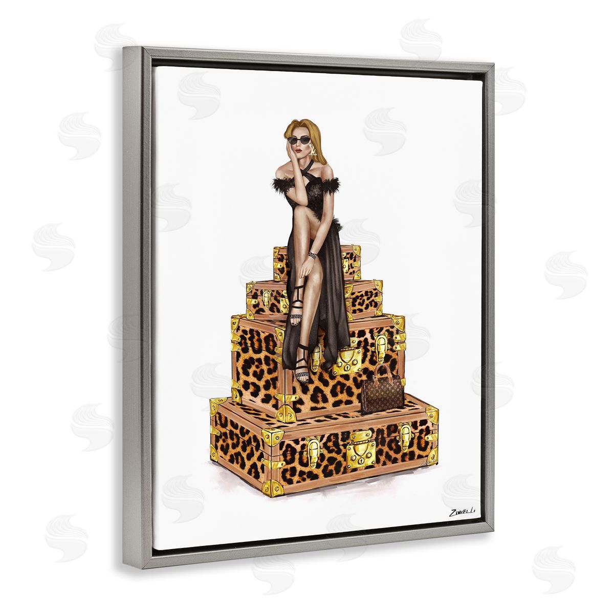 Ziwei Li Fancy Gown & Suitcases Canvas Wall Art Print