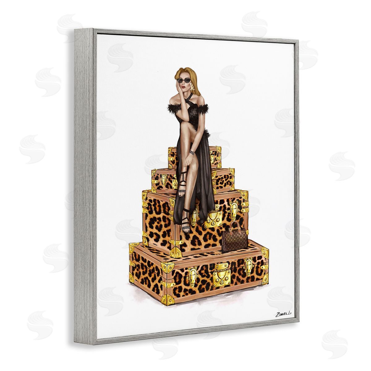 Ziwei Li Fancy Gown & Suitcases Canvas Wall Art Print