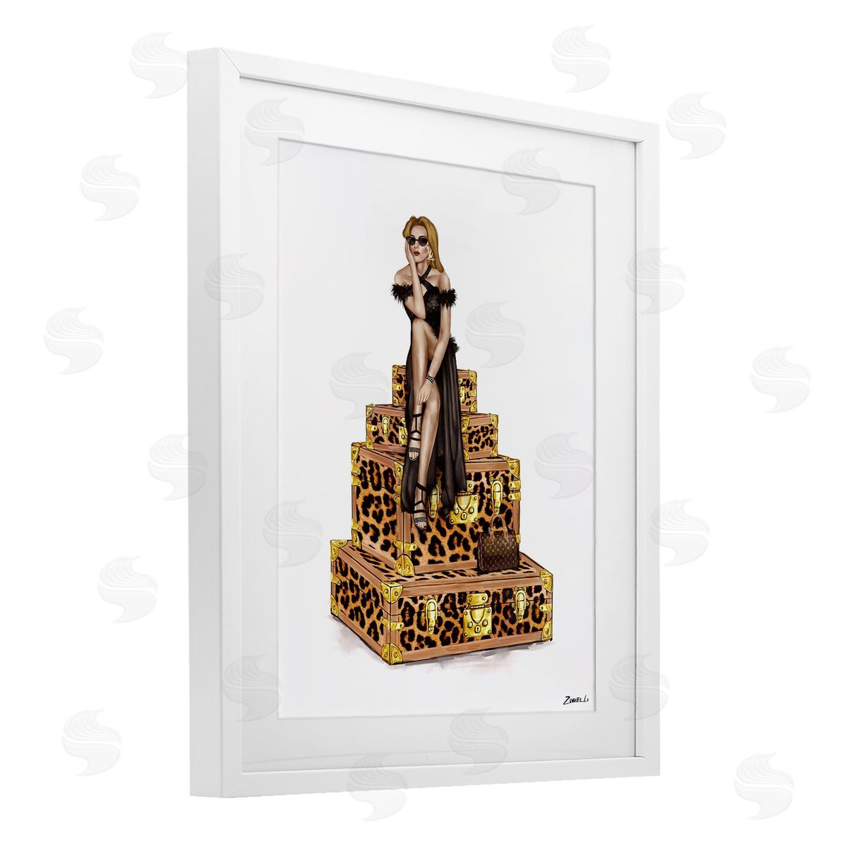 Ziwei Li Fancy Gown & Suitcases Canvas Wall Art Print