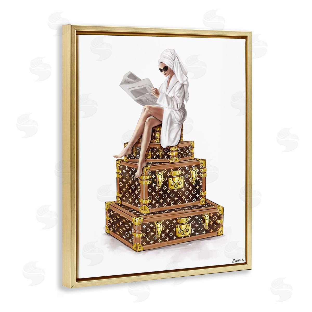 Ziwei Li Reading Atop Suitcases Canvas Wall Art Print