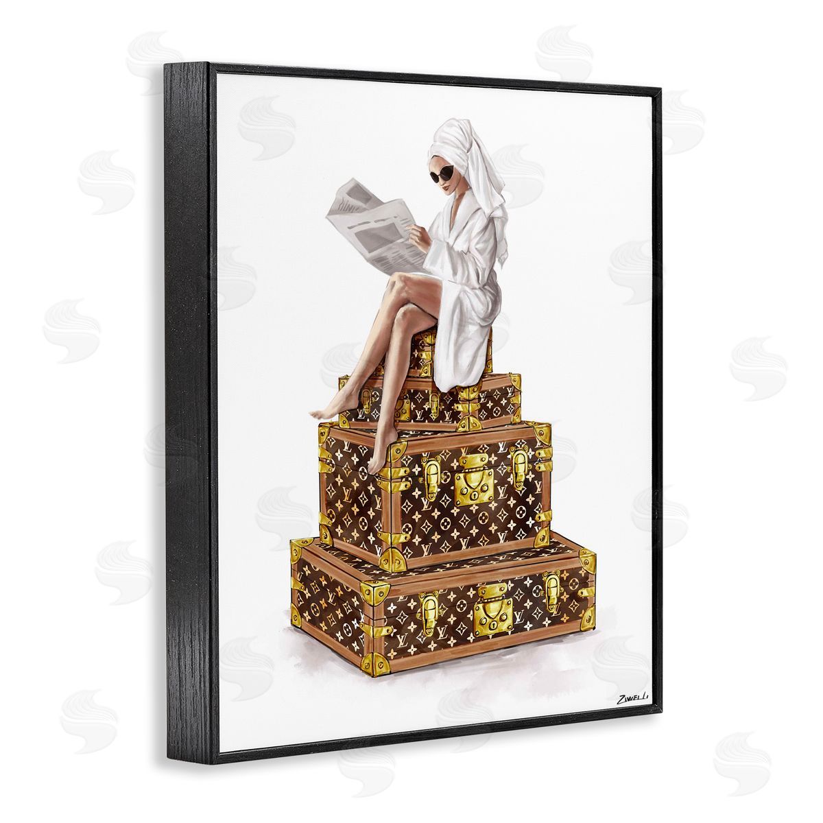 Ziwei Li Reading Atop Suitcases Canvas Wall Art Print