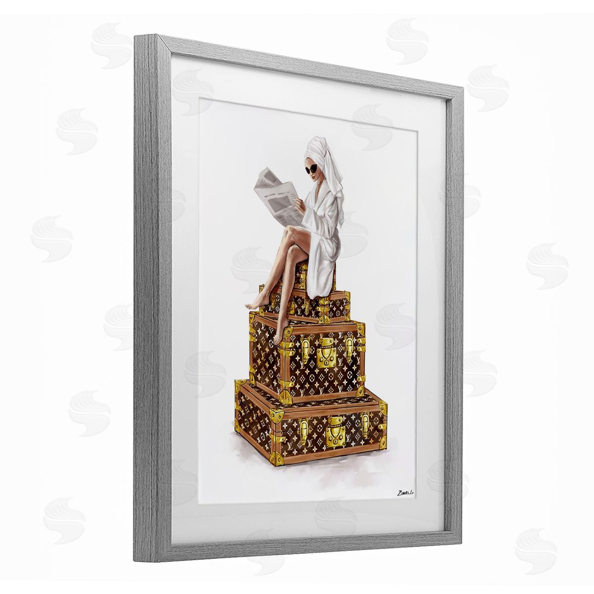 Ziwei Li Reading Atop Suitcases Canvas Wall Art Print