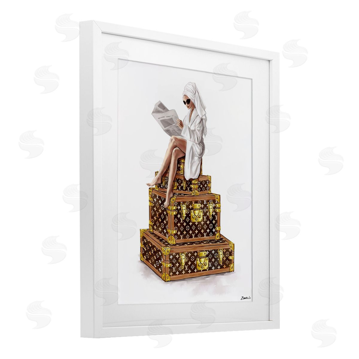 Ziwei Li Reading Atop Suitcases Canvas Wall Art Print