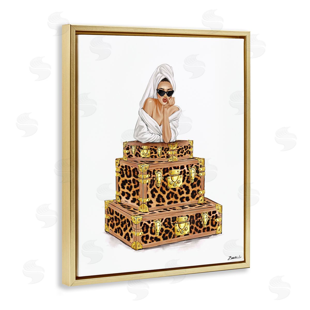 Ziwei Li Bathrobe Female & Suitcases Canvas Wall Art Print