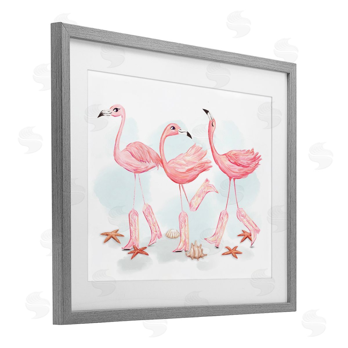 Ziwei Li Happy Pink Cowgirl Flamingoes Canvas Wall Art Print