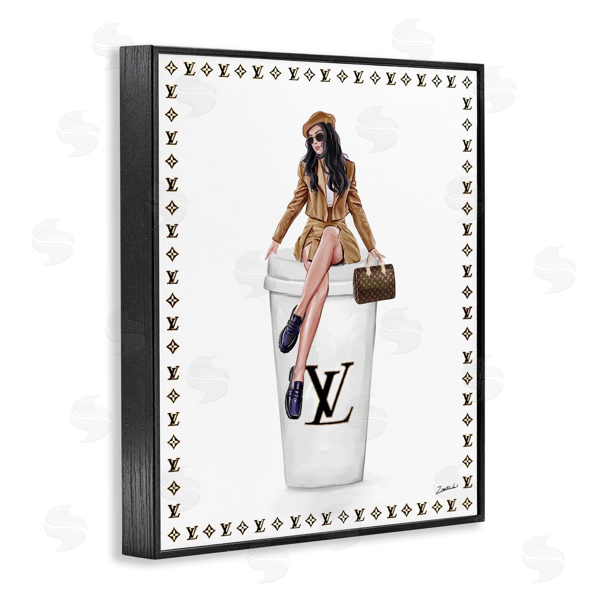 Ziwei Li Fashionable Female & Coffee Canvas Wall Art Print