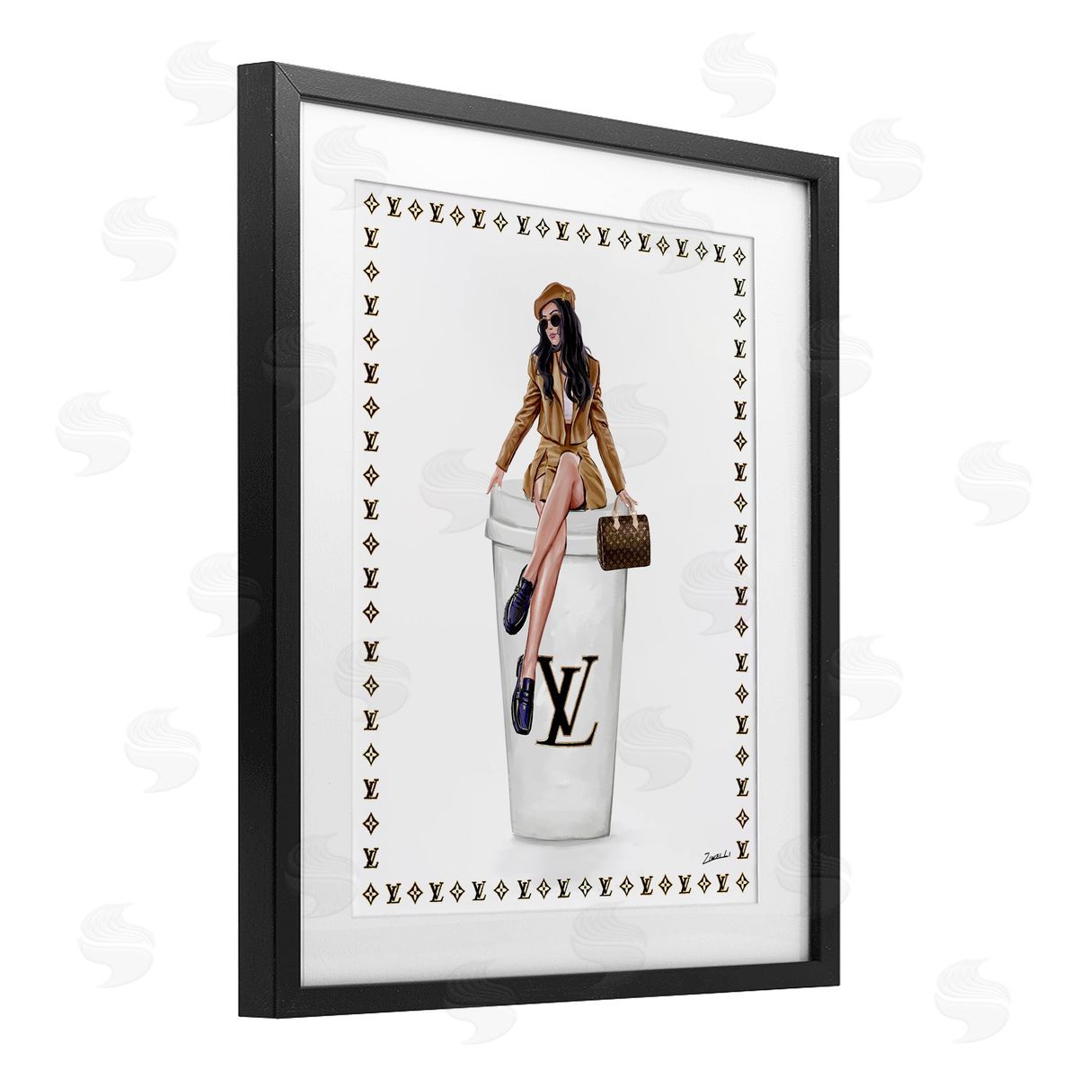 Ziwei Li Fashionable Female & Coffee Canvas Wall Art Print