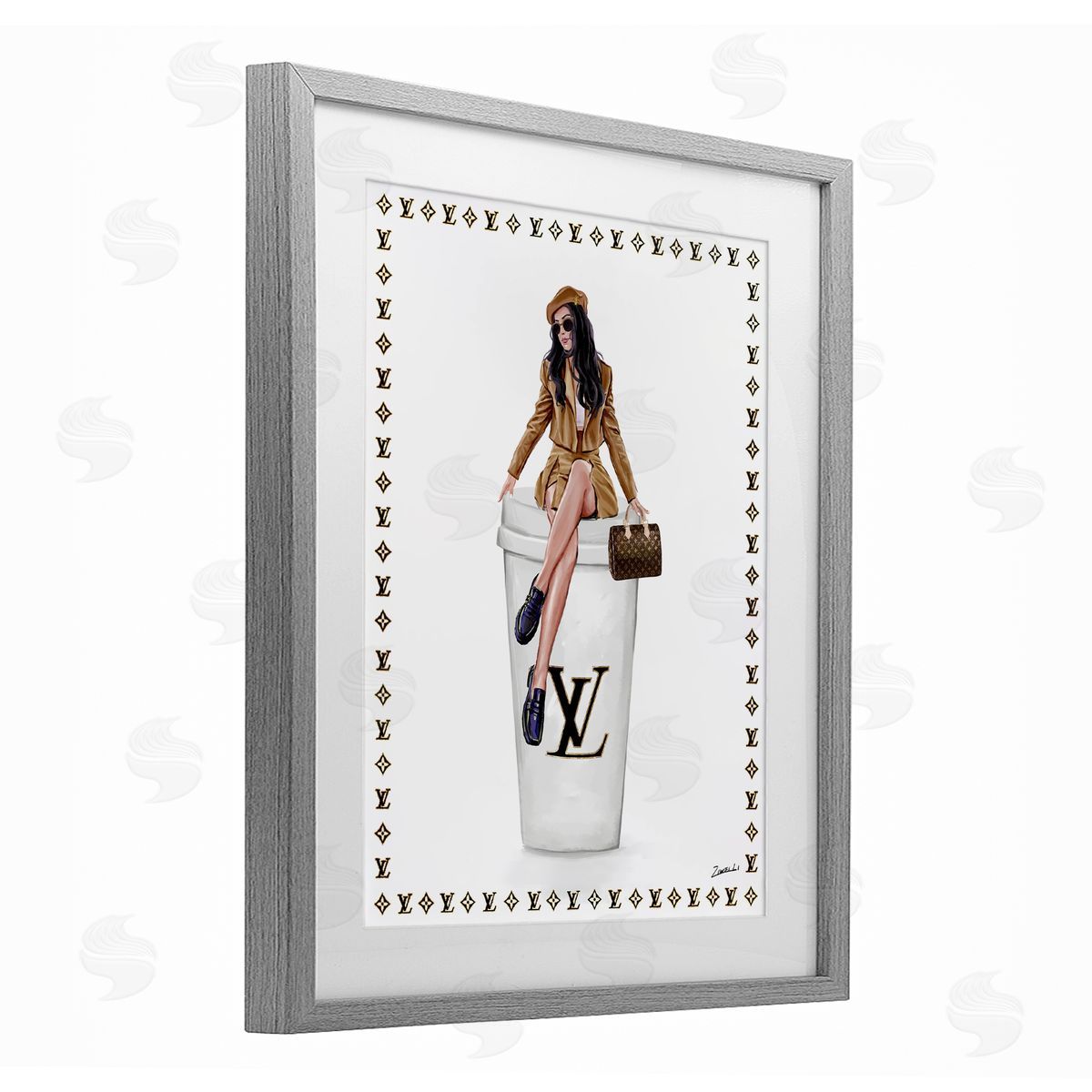 Ziwei Li Fashionable Female & Coffee Canvas Wall Art Print