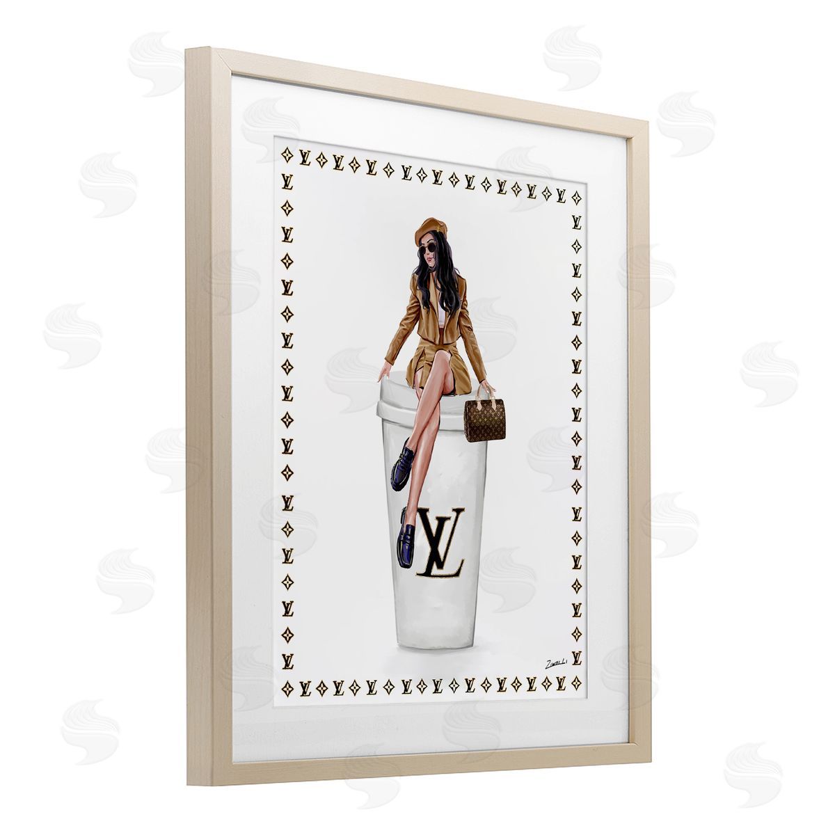 Ziwei Li Fashionable Female & Coffee Canvas Wall Art Print