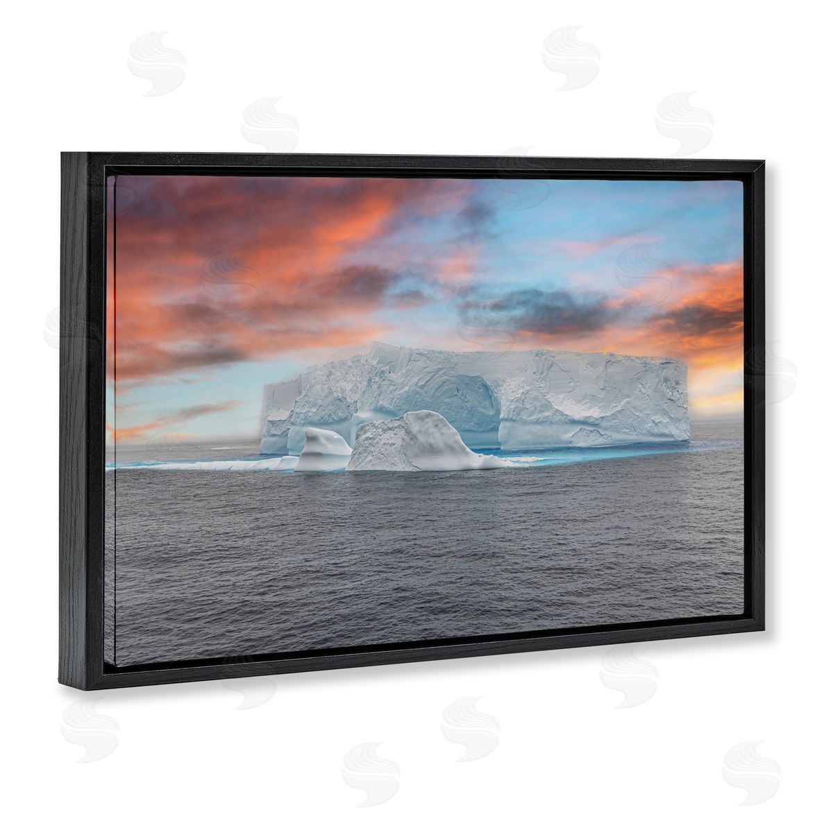 Richard Silver Sunset over Frozen Iceberg Canvas Wall Art Print
