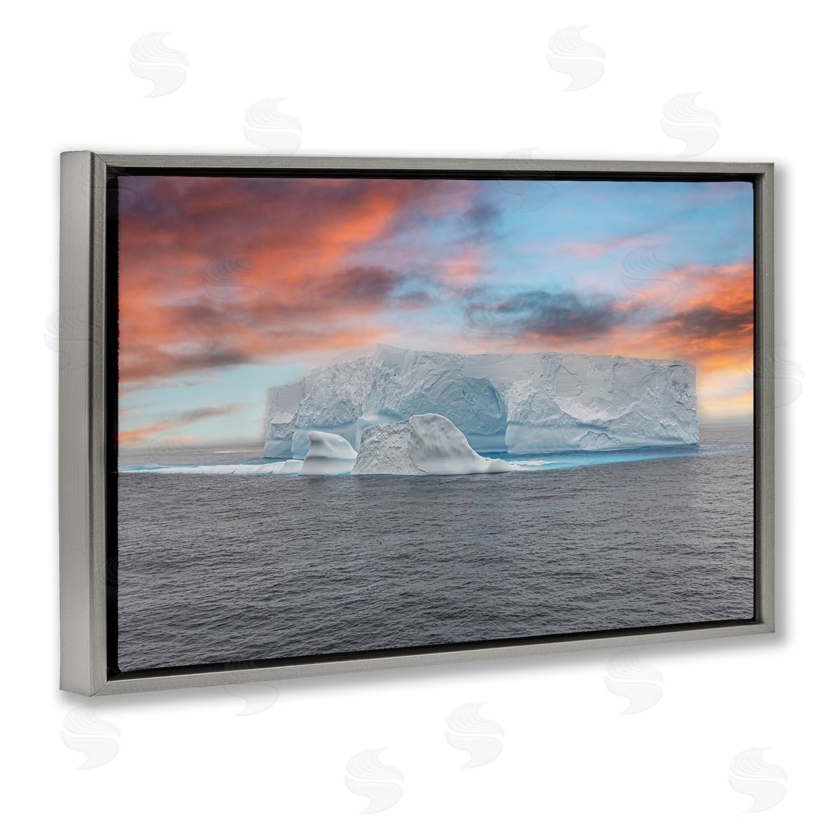 Richard Silver Sunset over Frozen Iceberg Canvas Wall Art Print