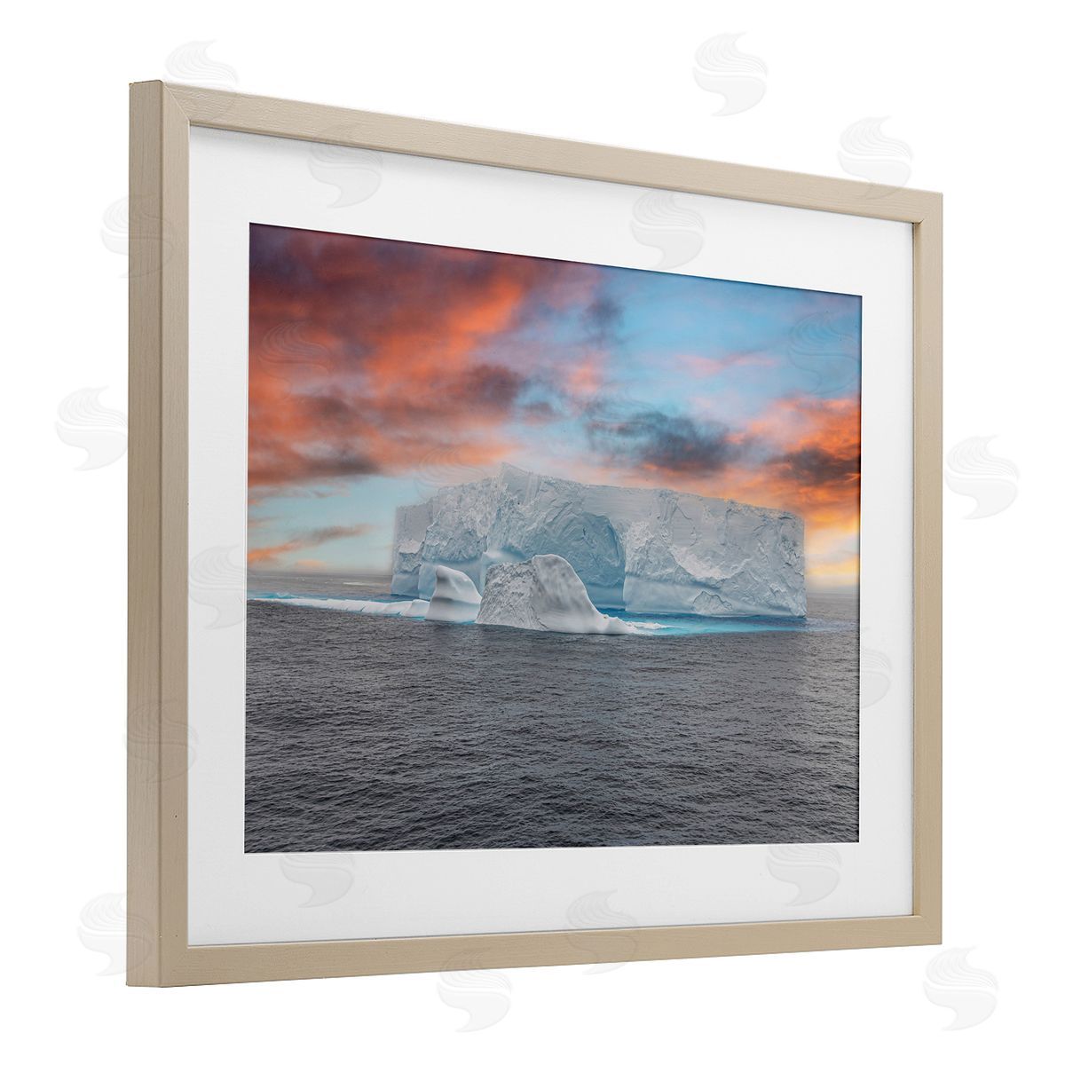 Richard Silver Sunset over Frozen Iceberg Canvas Wall Art Print