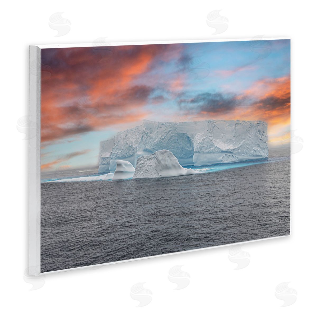Richard Silver Sunset over Frozen Iceberg Canvas Wall Art Print