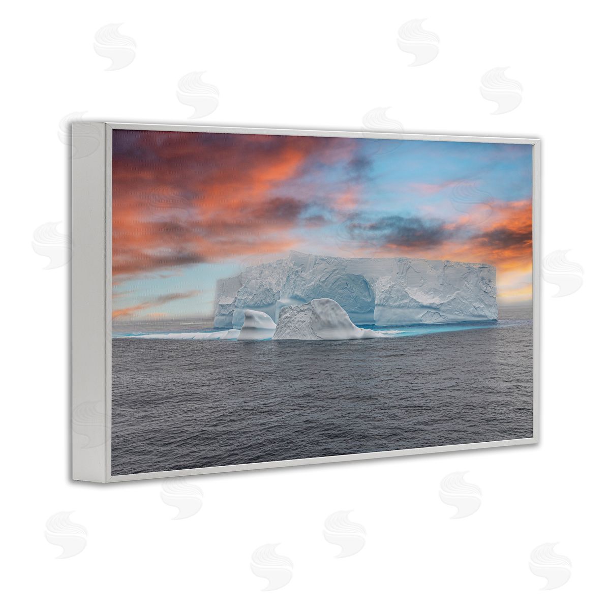 Richard Silver Sunset over Frozen Iceberg Canvas Wall Art Print