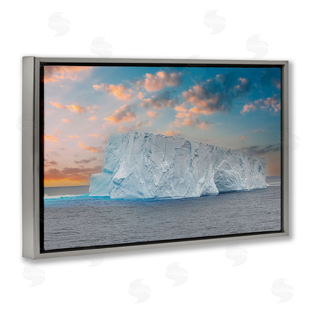 Richard Silver Frozen Iceberg Sunset Canvas Wall Art Print