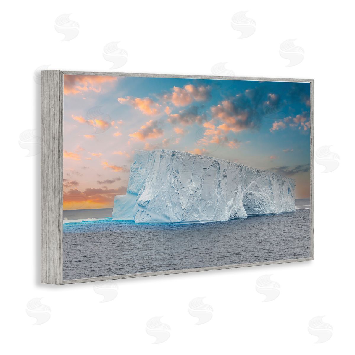Richard Silver Frozen Iceberg Sunset Canvas Wall Art Print