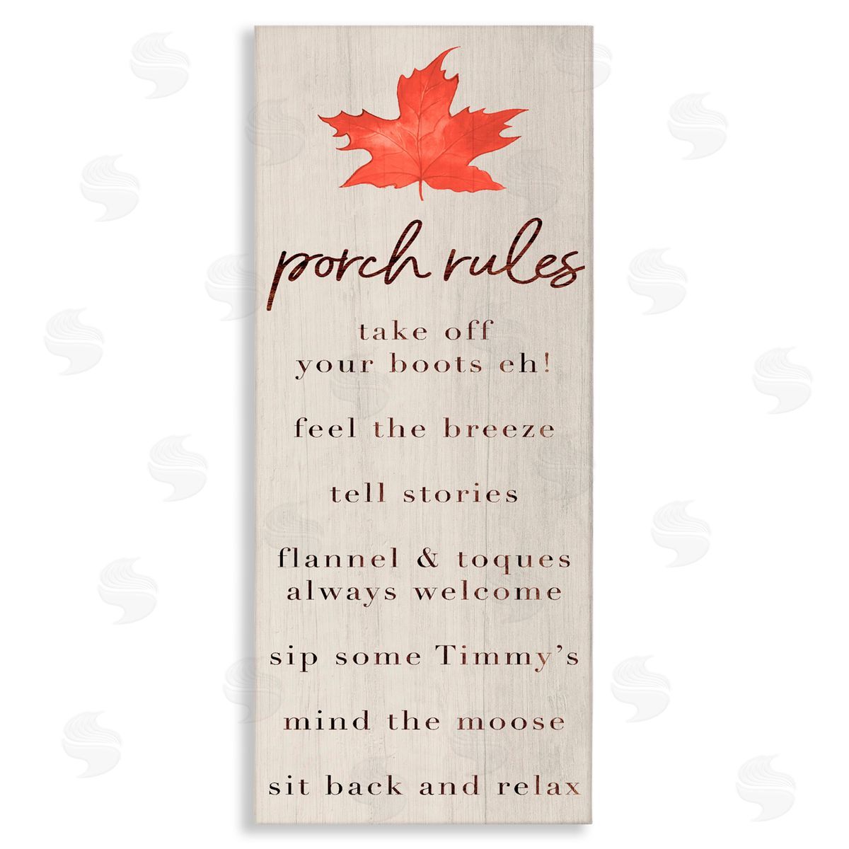Lil' Rue Maple Leaf Porch Rules Canvas Wall Art Print